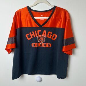 Chicago Bears Fanatics V Neck Cropped Football Jersey Style Shirt - Size L